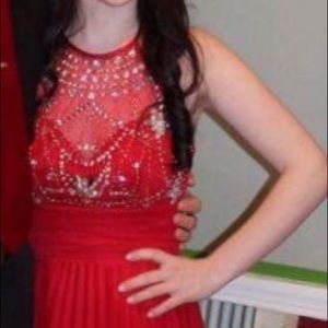 Long red dress, size 0. Worn once